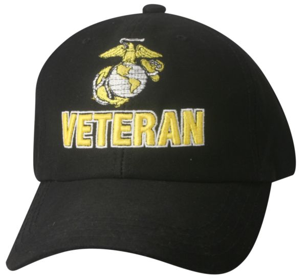 Ball Cap-Black with Gold Veteran and EGA